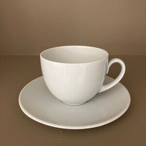 Vintage BLOCK Ionia Greece ATHENS WHITE Porcelain 11 Cups 12 Saucers storage cas